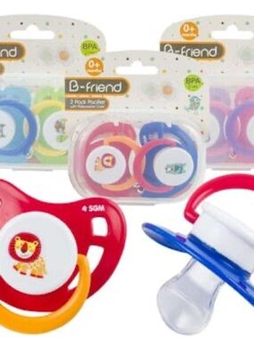 B-Friend Pacifiers & Case - Assorted Colors, 2 Pack + Case
